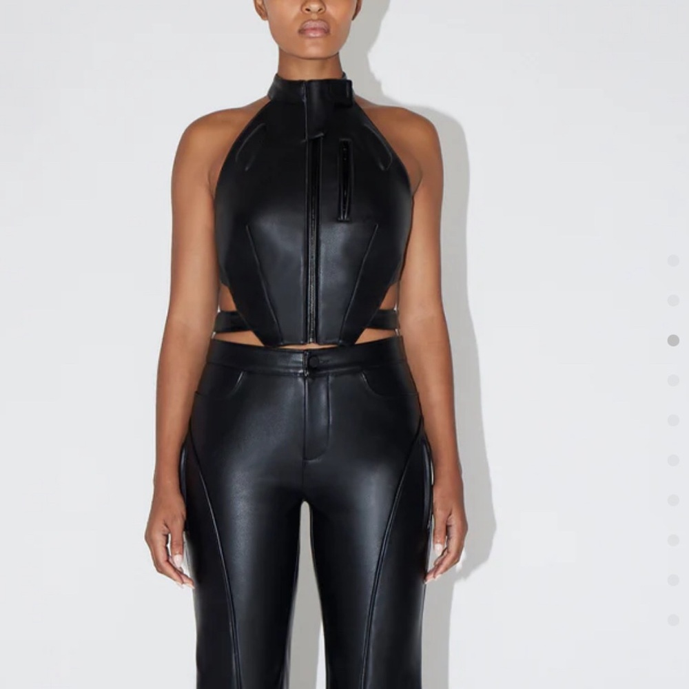 Khy Faux Leather Open Back Top